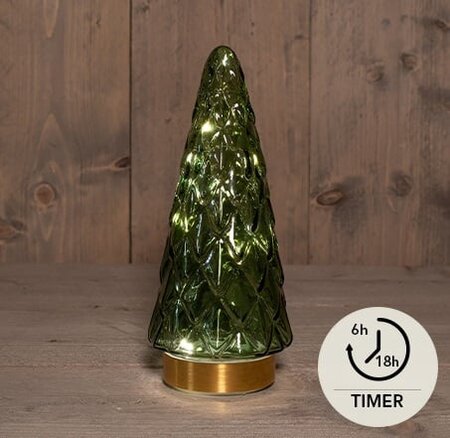 Boom glas h24.5cm groen/goud bo