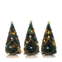 Christmas tree with flashing lights 3 pieces battery operated - h15cm