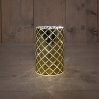 Cylinder glas 8 led d10h15cm goud - afbeelding 1