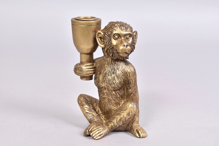 DECO MONKEY GOLD KANDELAAR 11x6x15cm