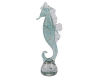 Decoratie glas d8h32cm blauw