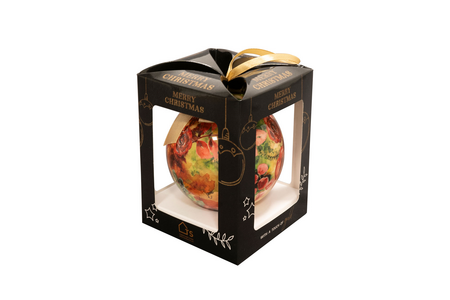 Giftbox kerstbal d10cm rose rouge