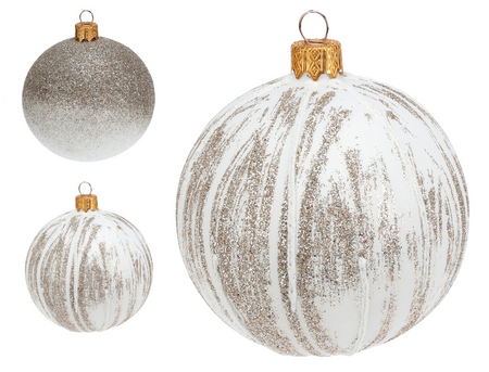 KERSTBAL 80MM WIT MET CHAMPAGN