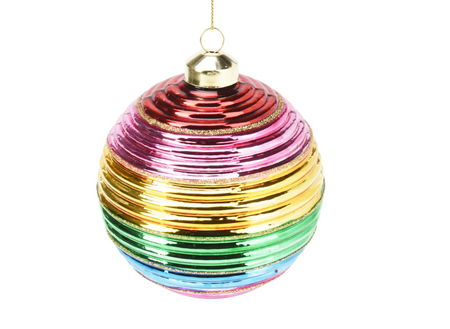 KERSTBAL GLAS 10CM MULTIKLEUR