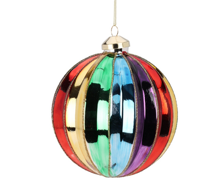 KERSTBAL GLAS 15CM MULTIKLEUR