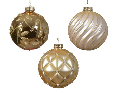 Kerstbal glas d10cm a3 parel/goud