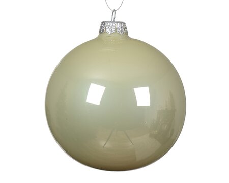 Kerstbal glas d10cm wit mint