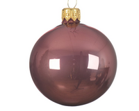 Kerstbal glas d15cm glans v.roze