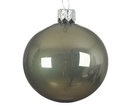 Kerstbal glas d8cm d10cm mos groen