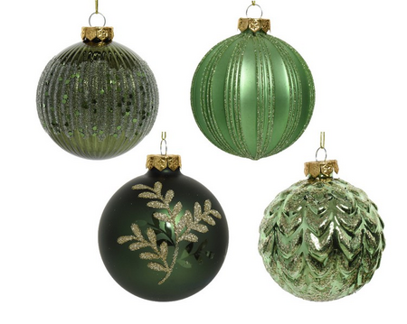 Kerstbal glas d8cm groen