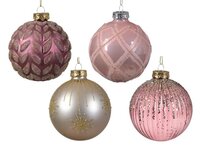 Kerstbal glas d8cm roze ass