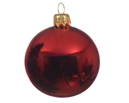 Kerstbal glas glans d10cm kerstrood