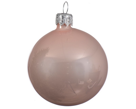 Kerstbal glas glans d6cm poederroze