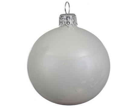 Kerstbal glas glans d6cm winterwit