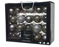 Kerstbal glas mix warmgrijs 42st