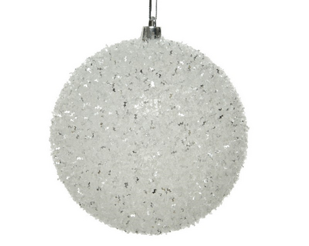 Kerstbal plc d10cm glitter wit/zlvr