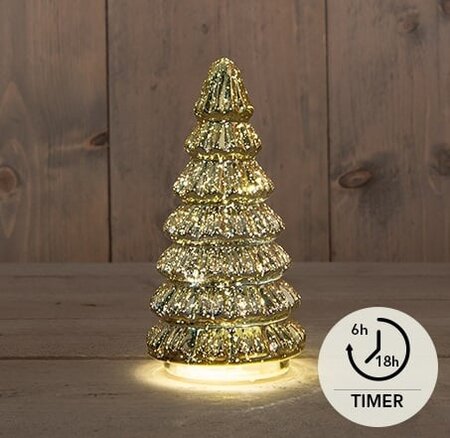 Kerstboom 10led 18.5x9.5cm goud