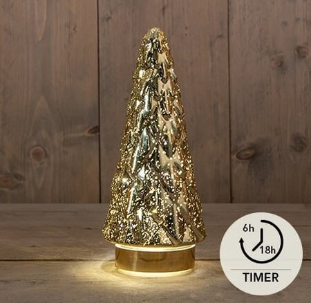 Kerstboom 10led 24.5x10.5cm goud