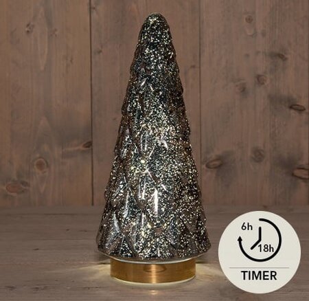 Kerstboom 10led 28.5x13cm antr