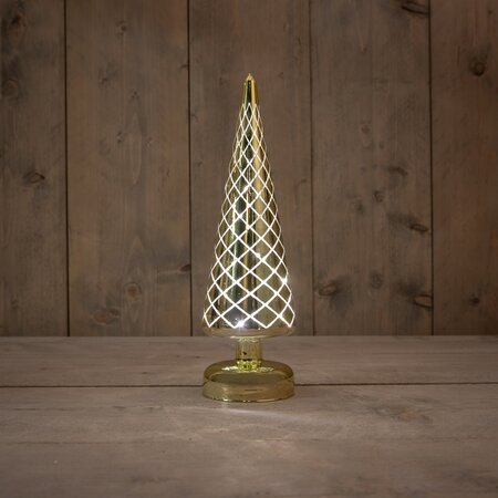 Kerstboom glas 10led 30x9cm goud - afbeelding 1