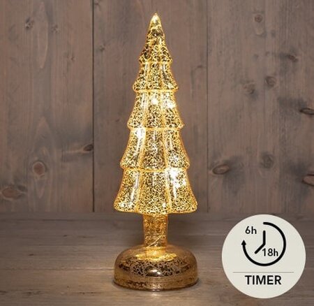 Kerstboom glas 27.5x9.5cm goud