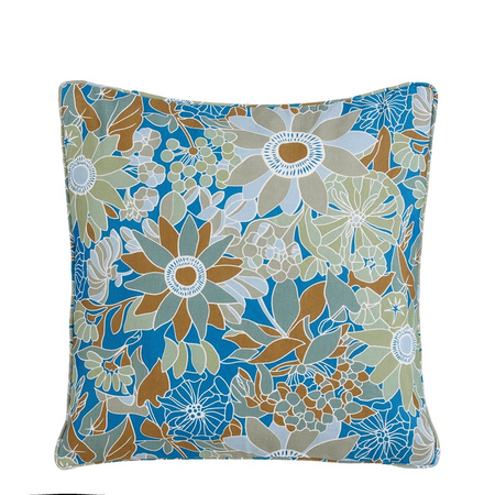 Kussen fleur l45b45h10cm blauw