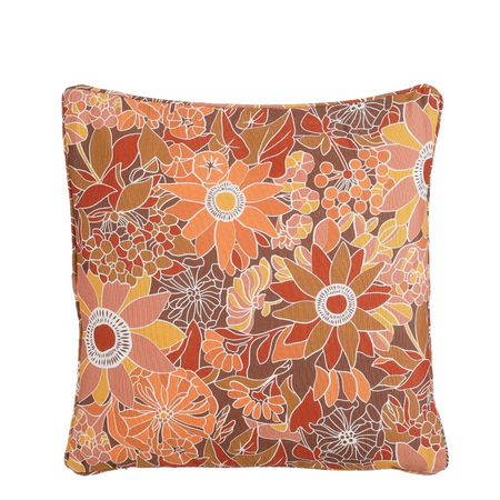 Kussen fleur l45b45h10cm oranje