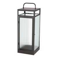 Lantaarn glas ribbel l h56.8cm zwrt