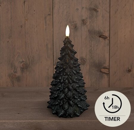 Ledkrs kerstboom 3d h15cm zwart