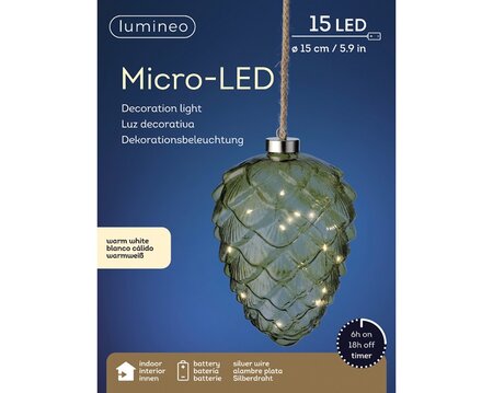 Micro led denappel d15h21cm grn/wwt - afbeelding 1