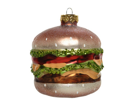 Orn.glas hamburger l9b9h10.30cm mlt