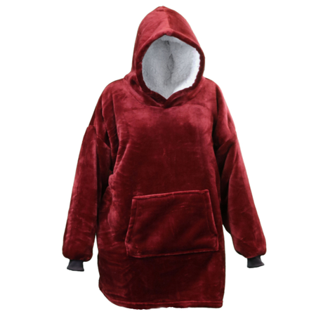 Oversized fleece hoodie bloedsteen