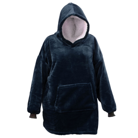 Oversized fleece hoodie donkerblauw