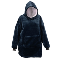 Oversized fleece hoodie donkerblauw