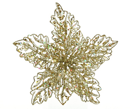 Poinsettiaclip plc d23.5h10cm goud