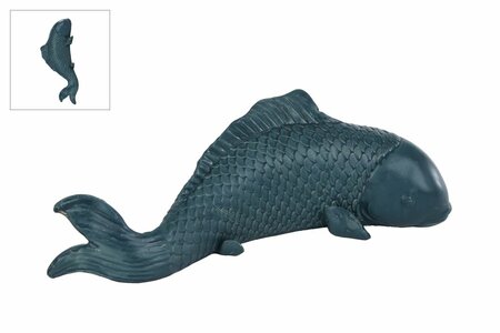 Sculptuur fish polyst d19h7cm blauw