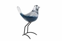 Sculptuur vogel glas d16h17cm blauw