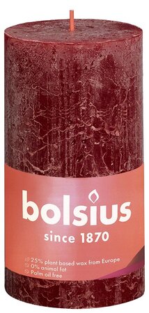 Rustiek stompkaars 130/68 Velvet Red